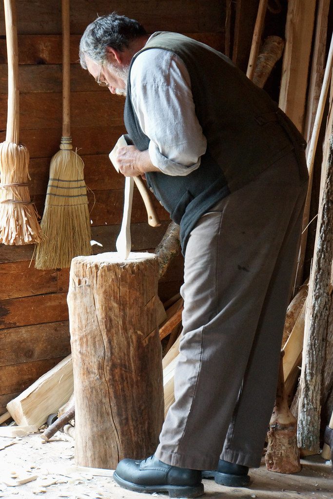 Craftsman at work in the Shiv Furniture workshop