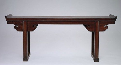 Custom carved teak furniture piece